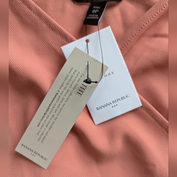 NWT Banana Republic coral pink wrap dress women's 8p petite size 8 straps - Picture 8 of 9